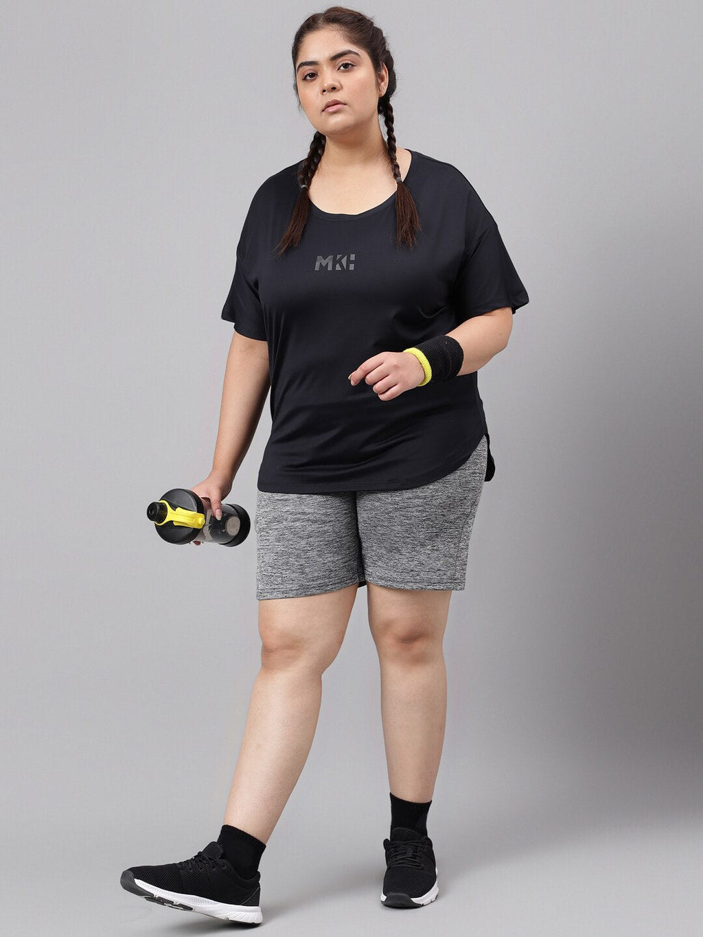 MKH Plus Size Drop Shoulder Sleeves Relaxed Fit Dri-FIT Sports T-shirt | Grocsy