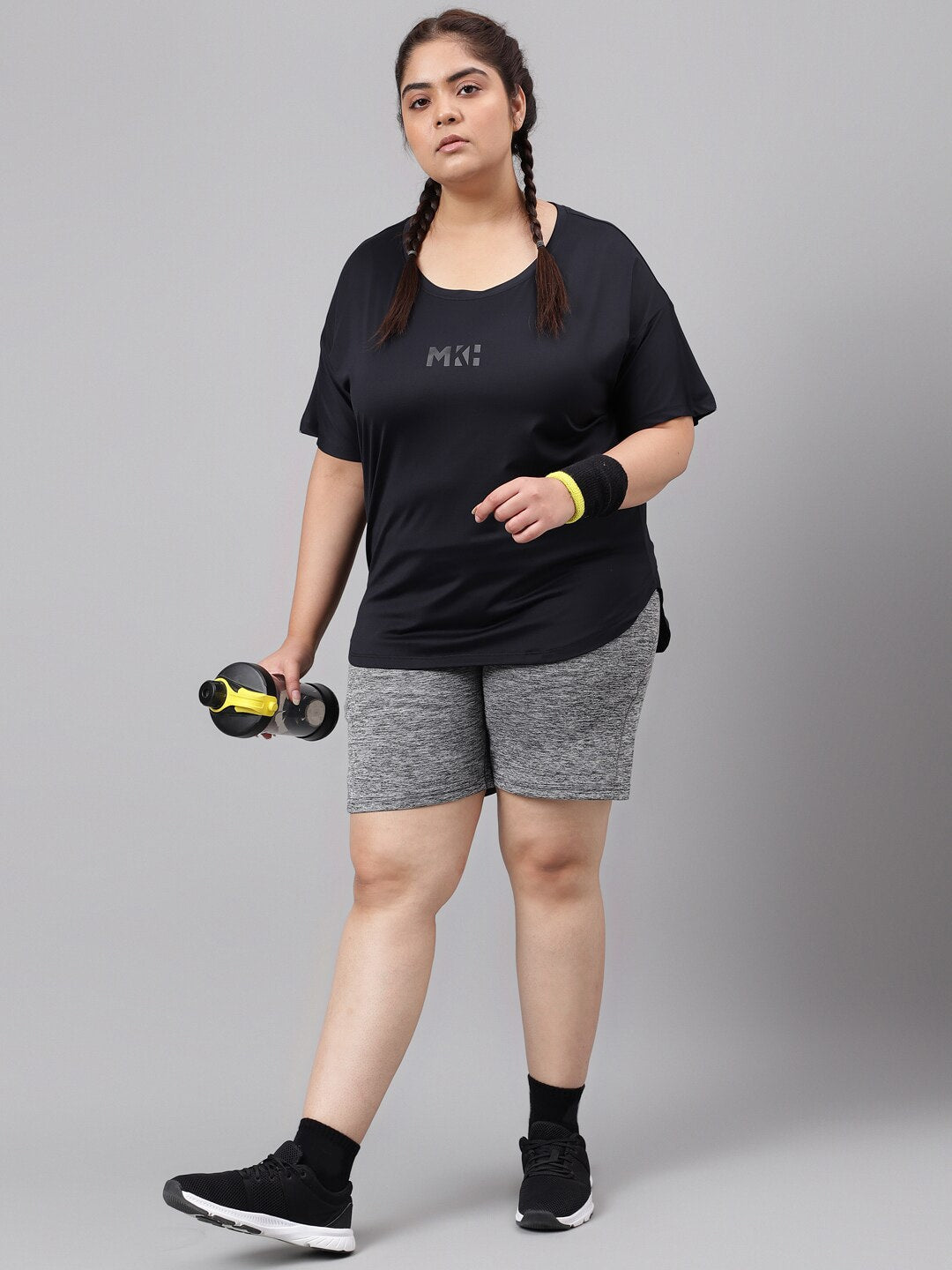 MKH Plus Size Drop Shoulder Sleeves Relaxed Fit Dri-FIT Sports T-shirt | Grocsy