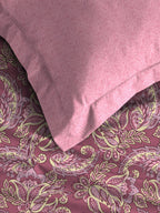 MYTRIDENT Maroon & White Ethnic Motifs Cotton 120 TC Single Bedsheet With 1 Pillow Cover | Grocsy
