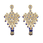 Tehzeeb Creations Traditional Gold-Polished Designer Blue Color Dulhan Choker Kundan Bridal Set | Grocsy