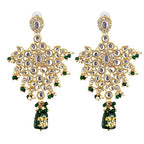 Tehzeeb Creations Traditional Gold-Polished Designer Blue Color Dulhan Choker Kundan Bridal Set | Grocsy