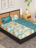 Story@home Blue & White Floral Microfiber 180 TC Queen Bedsheet With 2 Pillow Covers | Grocsy