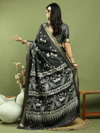 Stylee Lifestyle Black Silk Blend Zari Saree | Grocsy