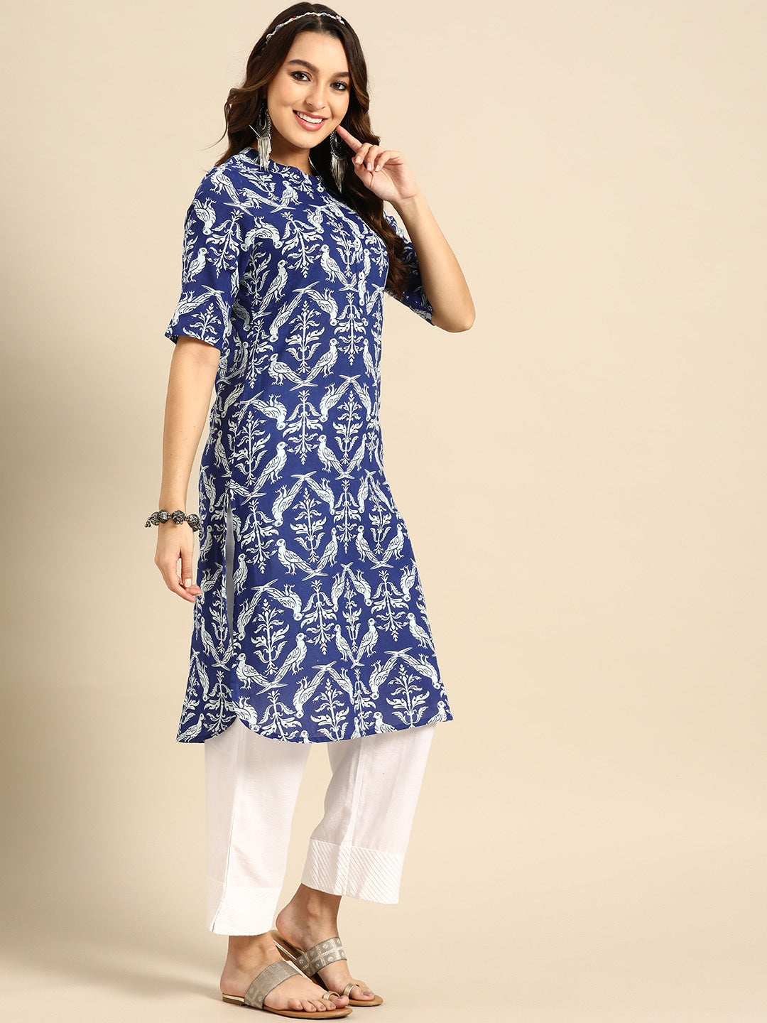 Sangria Ethnic Motif Printed Kurta | Grocsy
