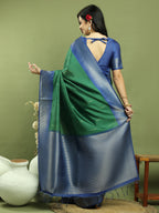 Stylee Lifestyle Green Silk Blend Zari Saree | Grocsy