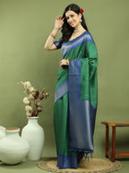 Stylee Lifestyle Green Silk Blend Zari Saree | Grocsy