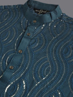 Sojanya Ethnic Motifs Embroidered Sequinned Pure Cotton Kurta | Grocsy