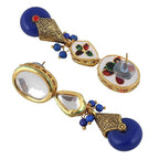 Tehzeeb Creations Back Meenakari Gold-Polished Tika Earring Jewellery Set Uncut Kundan Big Faux Kundan Dibbi Kundan Choker Necklace Set | Grocsy