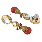 Tehzeeb Creations Back Meenakari Gold-Polished Tika Earring Jewellery Set Uncut Kundan Big Faux Kundan Dibbi Kundan Choker Necklace Set | Grocsy