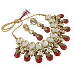 Tehzeeb Creations Back Meenakari Gold-Polished Tika Earring Jewellery Set Uncut Kundan Big Faux Kundan Dibbi Kundan Choker Necklace Set | Grocsy