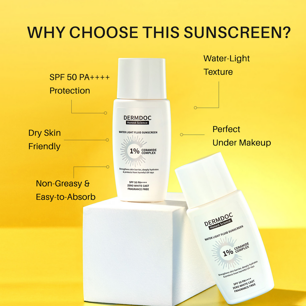 Dermdoc 1% Ceramide Complex Water Light Fluid Sunscreen SPF 50 PA ++++ | Grocsy