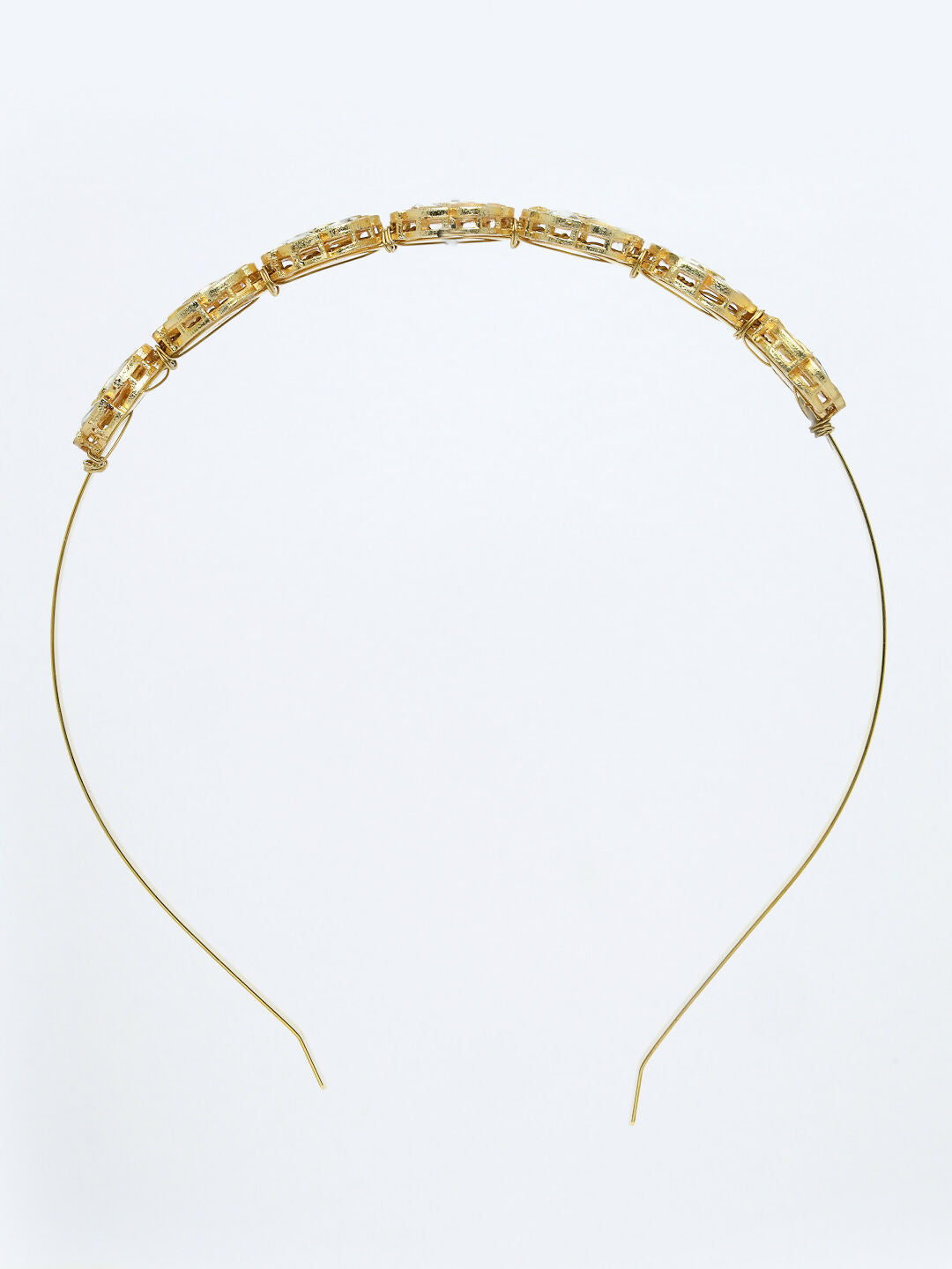 NVR Women's Gold-Polished Kundan Embellished Hairband | Grocsy