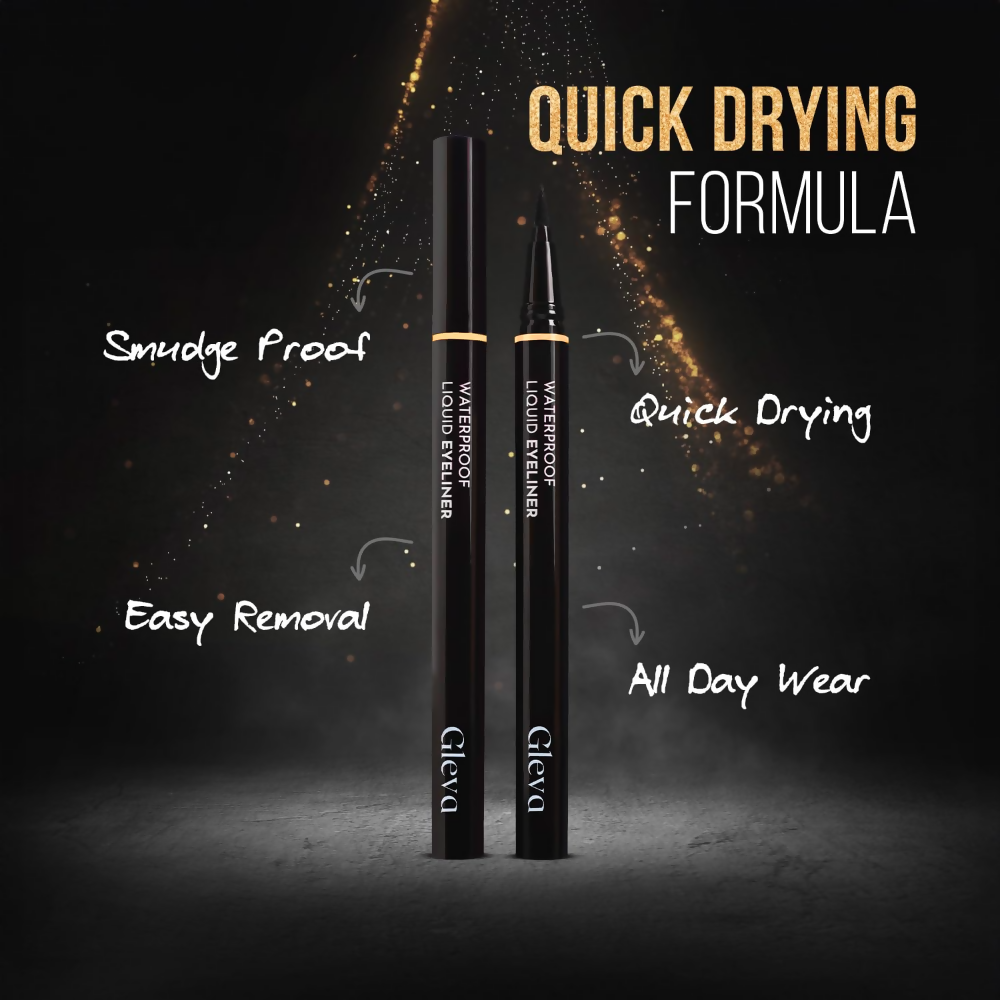 Gleva Liquid Eyeliner Pen Eye Makeup Waterproof Smudge proof - Middle Brown | Grocsy