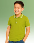 Chilins Kids Solid Polo Tshirt, Color - Mehandi | Grocsy