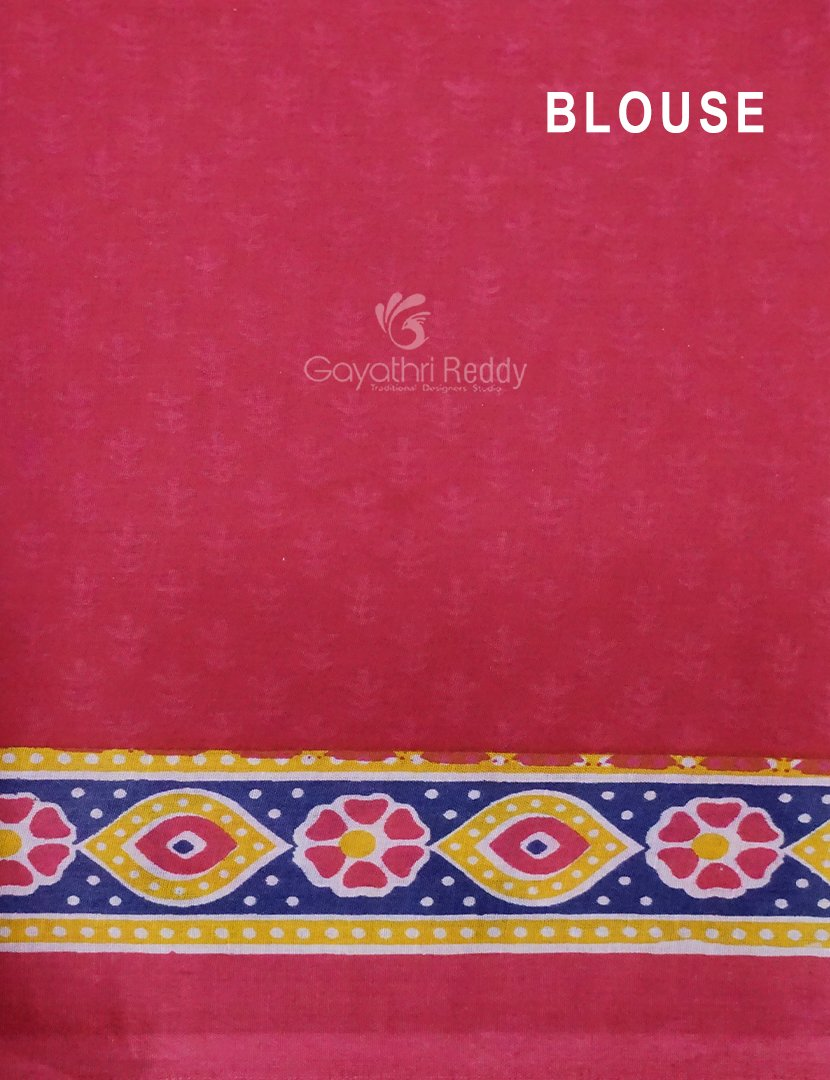 Denim Blue Colour Block Print Pure Mulmul Cotton Saree By Gayathri Reddy Designer Studio | Grocsy