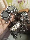 Tehzeeb Creations Women's Black Colour Oxidised Earrings | Grocsy