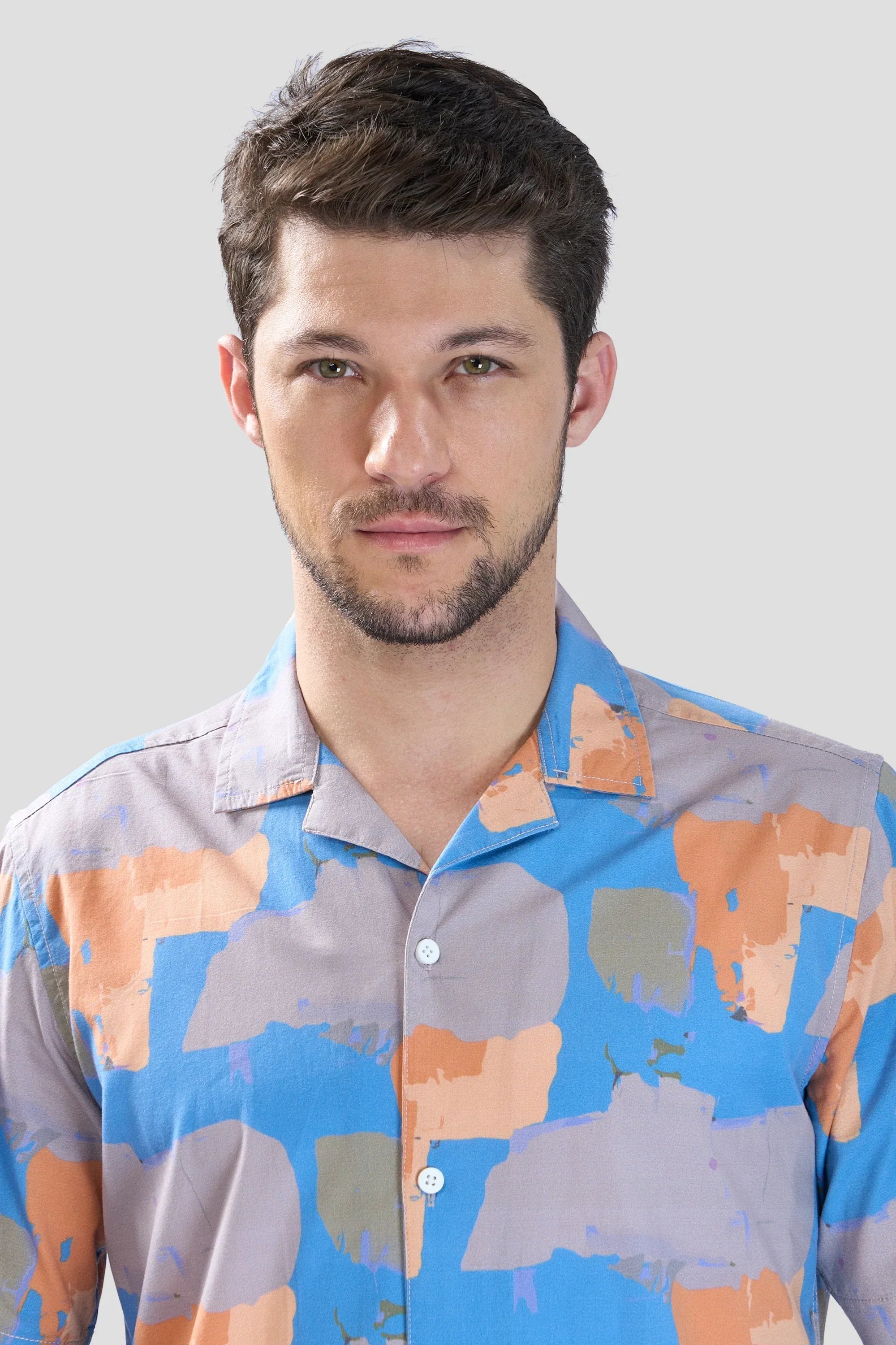 Xkind Blue Abstract Printed Relaxed Fit Shirt | Grocsy