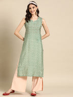 Sangria Women Ethnic Motifs Printed Thread Work Kurta | Grocsy