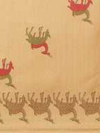 Saree Mall Golden & Maroon Printed Bhagalpuri Saree | Grocsy