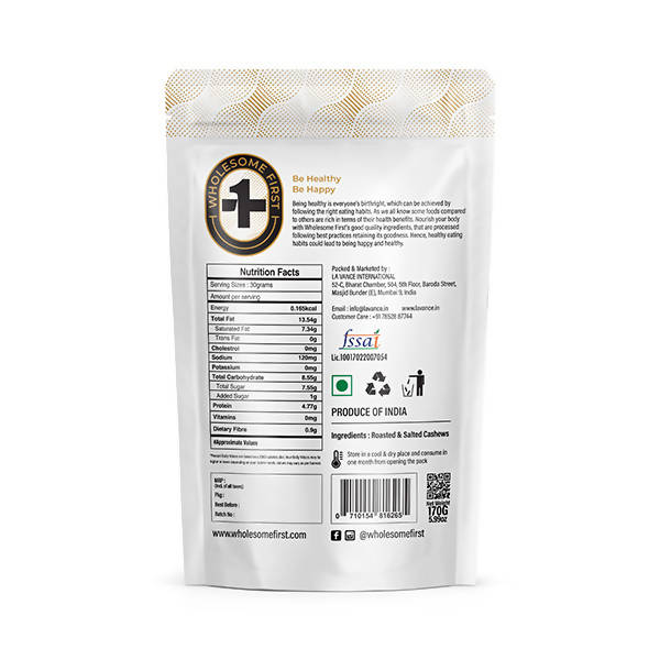 Wholesome First Roasted & Salted Cashews | Grocsy