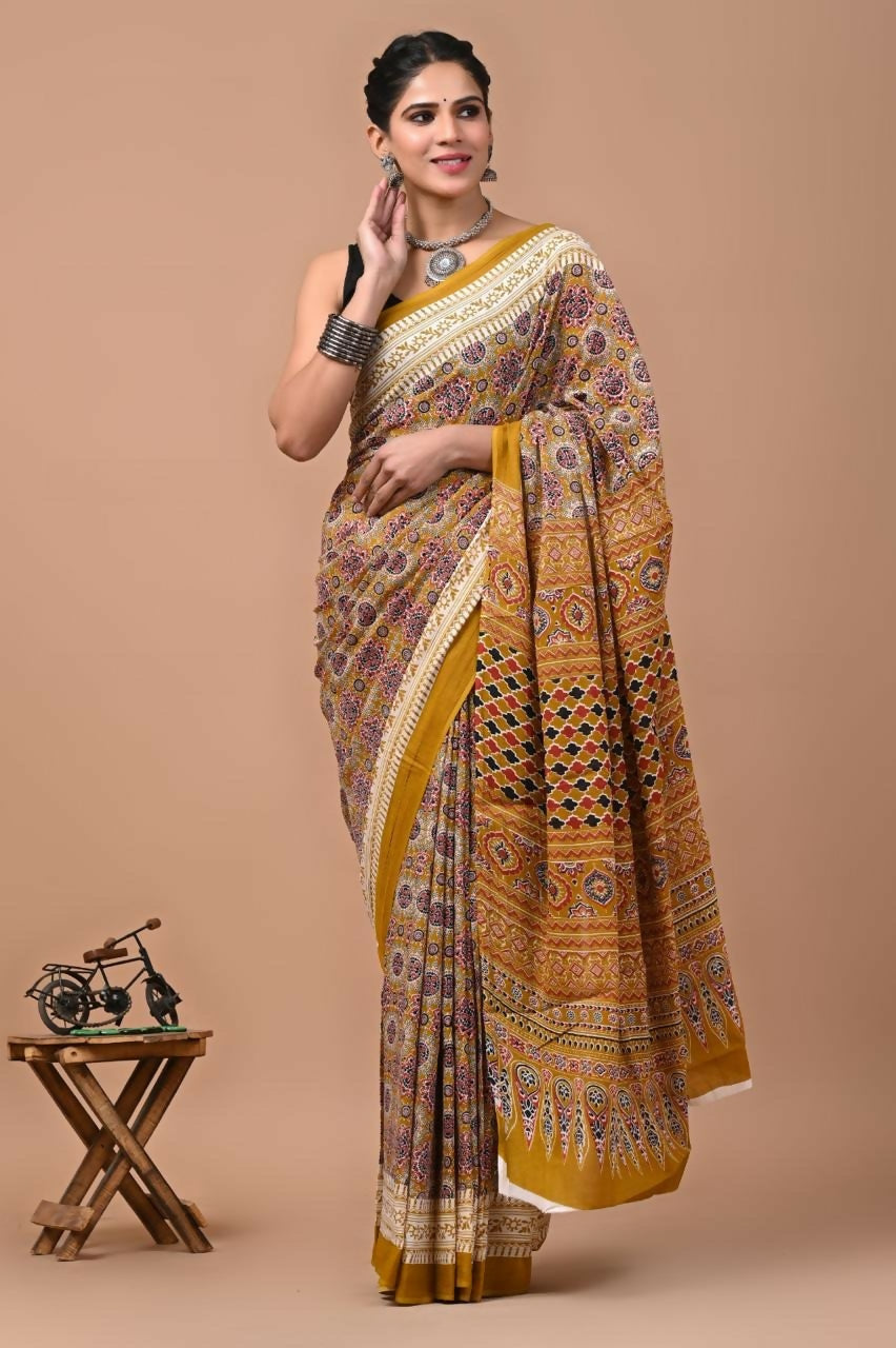 Exclusive Collection Multi Beautiful Mulmul Cotton Saree | Grocsy