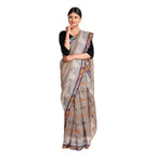 Exclusive Collection 100% Pure Cotton Beige Tant Saree With Hand Weaving Work | Grocsy