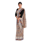 Exclusive Collection 100% Pure Cotton Beige Tant Saree With Hand Weaving Work | Grocsy