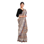 Exclusive Collection 100% Pure Cotton Beige Tant Saree With Hand Weaving Work | Grocsy