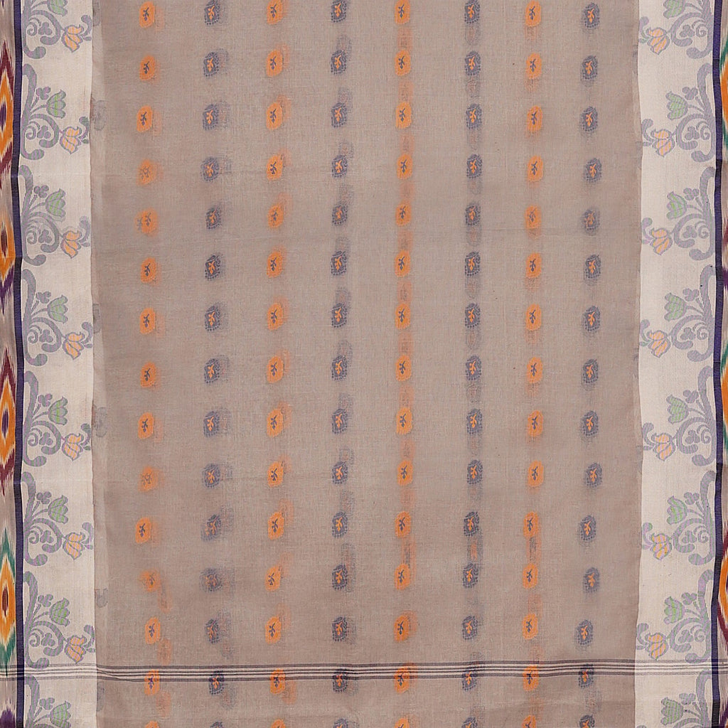 Exclusive Collection 100% Pure Cotton Beige Tant Saree With Hand Weaving Work | Grocsy