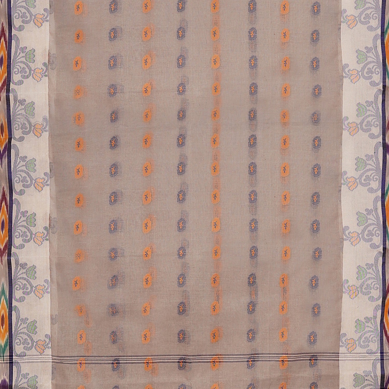 Exclusive Collection 100% Pure Cotton Beige Tant Saree With Hand Weaving Work | Grocsy