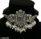 Tehzeeb Creations Women's Silver Colour Necklace With Peacock Design | Grocsy