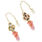 Tehzeeb Creations Meenakari Gold-Polished pentagon shape Uncut Kundan Necklace Set | Grocsy