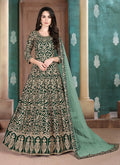 Monjolika Fashion Dark Green Georgette Embroidered Salwar Kameez | Grocsy