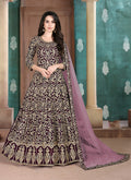 Monjolika Fashion Dark Purple Georgette Embroidered Salwar Kameez | Grocsy