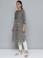 HERE&NOW Women Ethnic Motifs Printed Pure Cotton Kurta | Grocsy