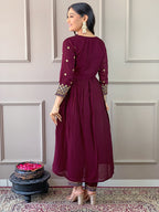 The52 Women's Vichitra Silk Fabric Alia Cut Kurta, Pant and Dupatta Set | Grocsy
