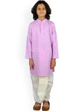 Sethukrishna Boys Purple and White Pure Cotton Kurta with Dhoti Pant | Grocsy