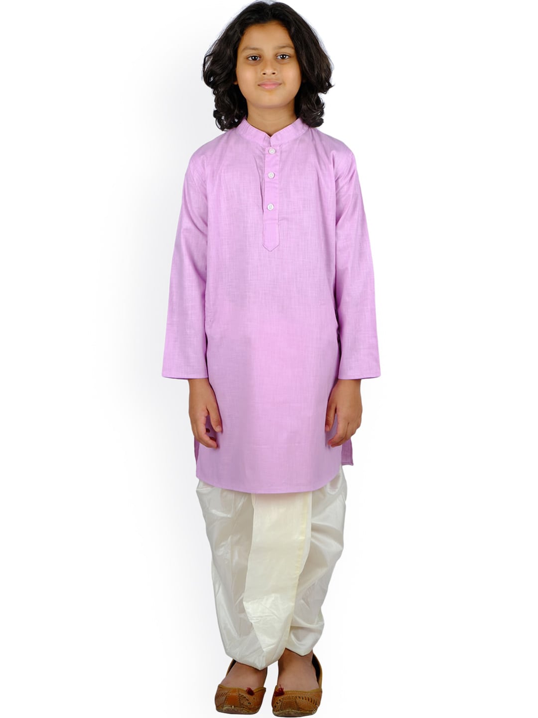 Sethukrishna Boys Purple and White Pure Cotton Kurta with Dhoti Pant | Grocsy