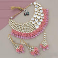 Tehzeeb Creations Meenakari Gold-Polished Pink color Uncut dibbi Kundan Combo Necklace Set | Grocsy