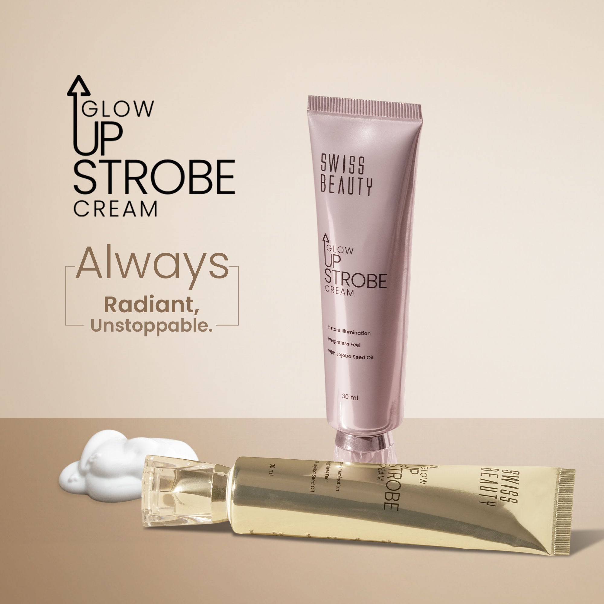 Swiss Beauty Glow Up Strobe Cream, Dewy Radiance, Versatile Use With Jojoba Oil - 2 Moonlit Glow | Grocsy