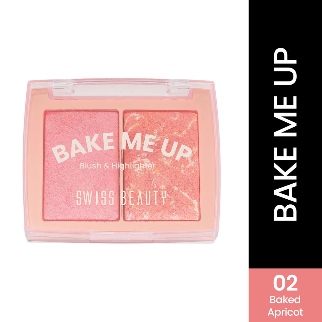 Swiss Beauty Bake Me Up Blush & Highlighter , 2-In-1 Baked Formula, Long-Lasting - Baked Apricot | Grocsy