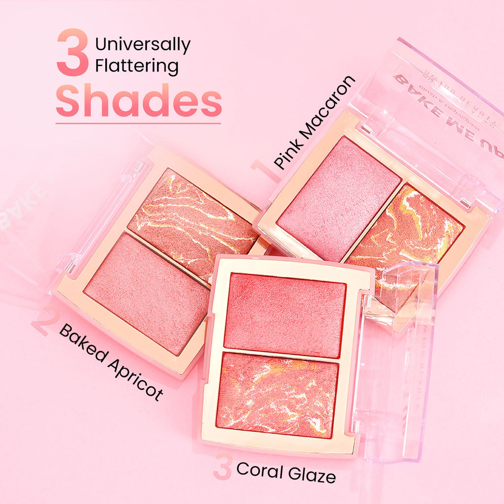 Swiss Beauty Bake Me Up Blush & Highlighter , 2-In-1 Baked Formula, Long-Lasting - Baked Apricot | Grocsy