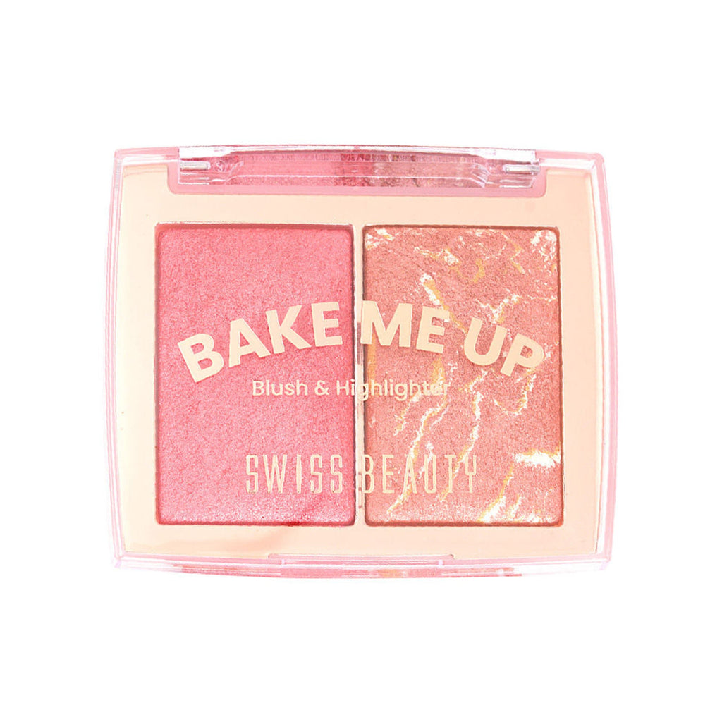Swiss Beauty Bake Me Up Blush & Highlighter , 2-In-1 Baked Formula, Long-Lasting - Baked Apricot | Grocsy