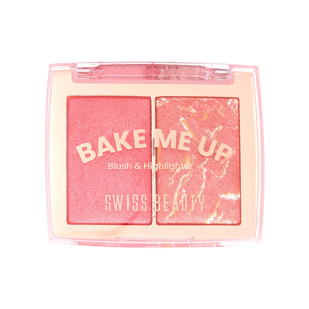 Swiss Beauty Bake Me Up Blush & Highlighter , 2-In-1 Baked Formula, Long-Lasting - Coral Glaze | Grocsy