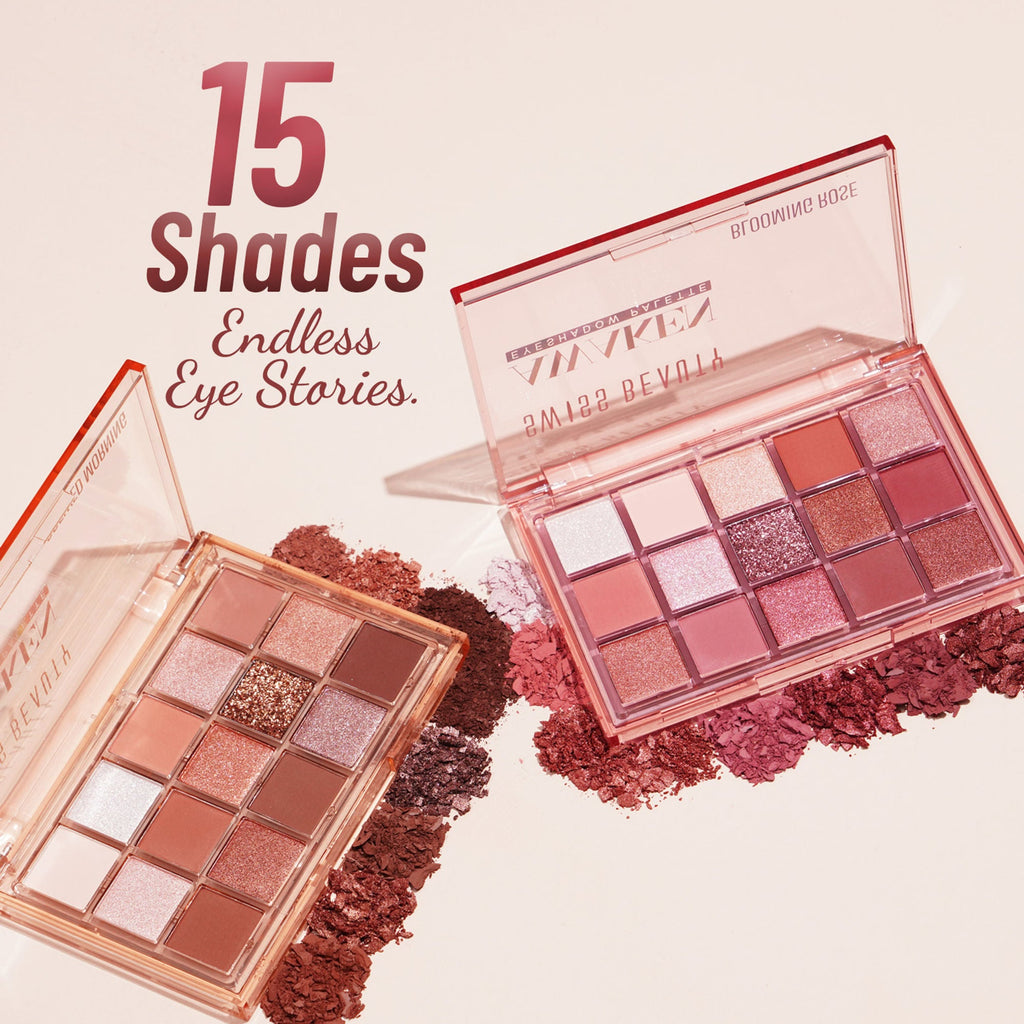Swiss Beauty Awaken Eyeshadow Palette , Matte + Shimmer Finish , Long-Lasting - Blooming Rose | Grocsy