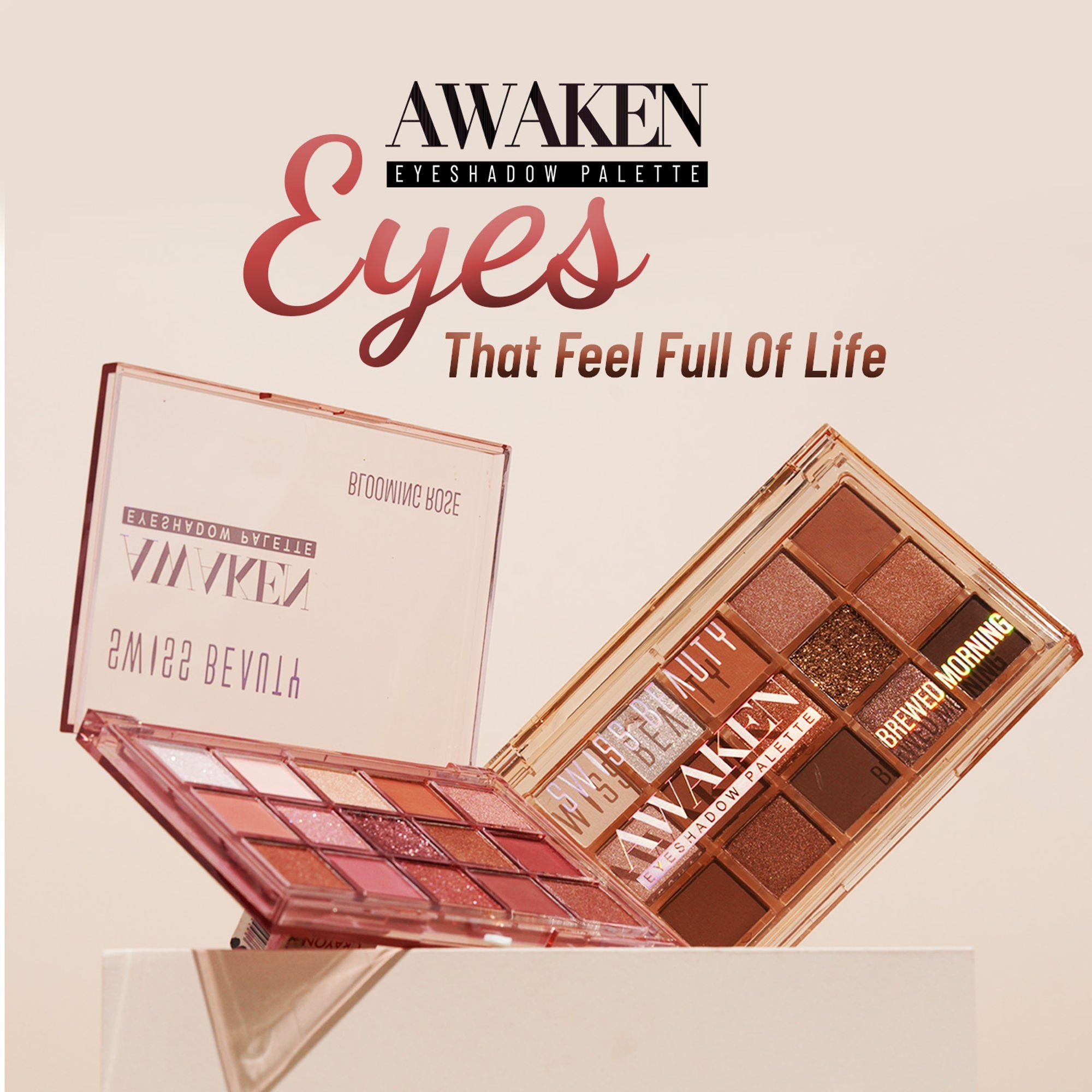 Swiss Beauty Awaken Eyeshadow Palette , Matte + Shimmer Finish , Long-Lasting - Brewed Morning | Grocsy