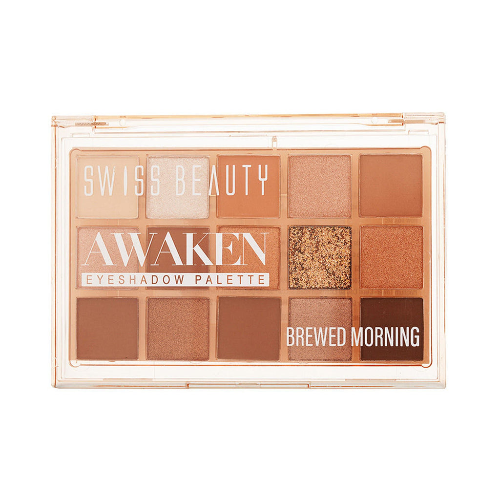 Swiss Beauty Awaken Eyeshadow Palette , Matte + Shimmer Finish , Long-Lasting - Brewed Morning | Grocsy