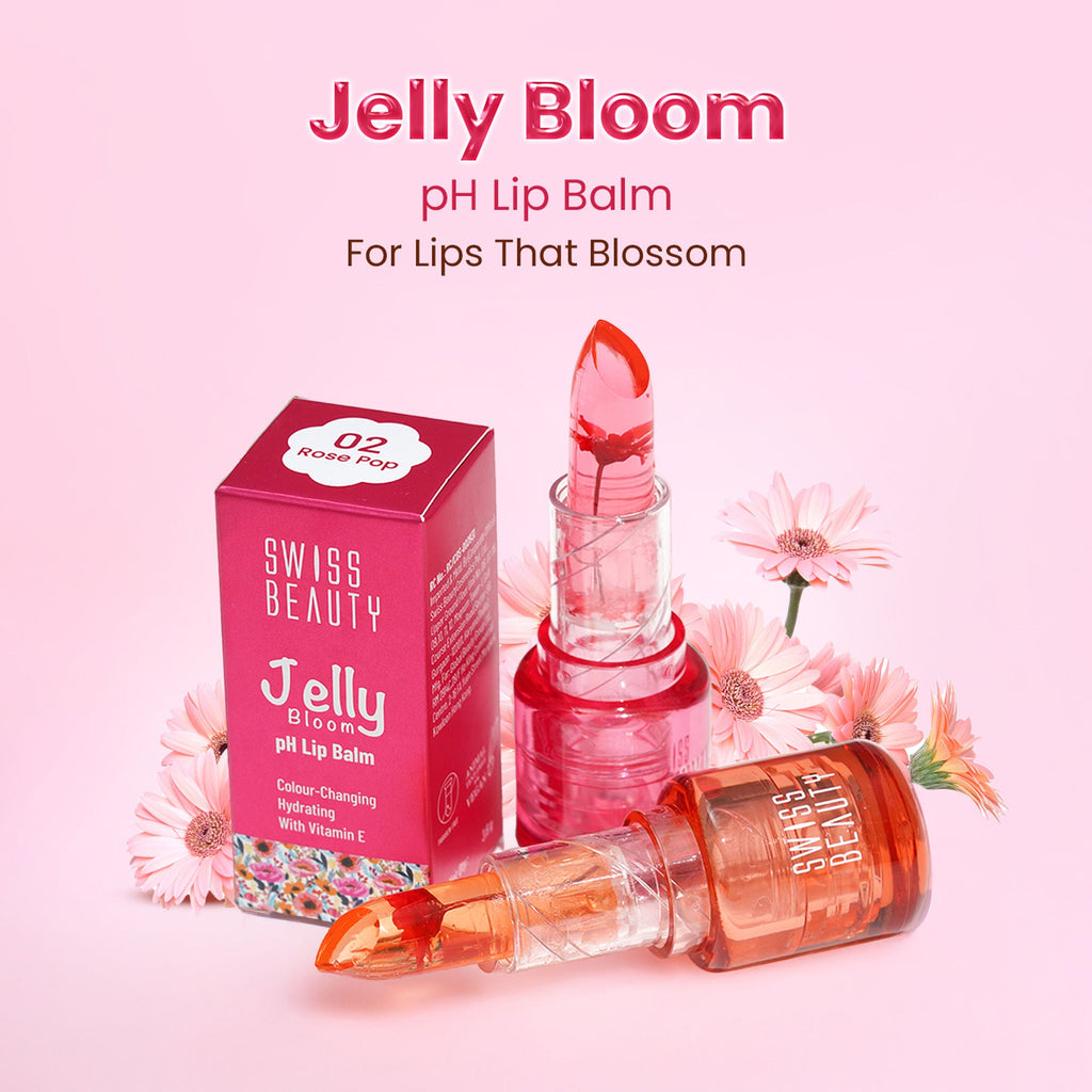 Swiss Beauty Jelly Bloom PH Lip Balm, Colour-Changing Tint, Hydrating With Vitamin E | Grocsy