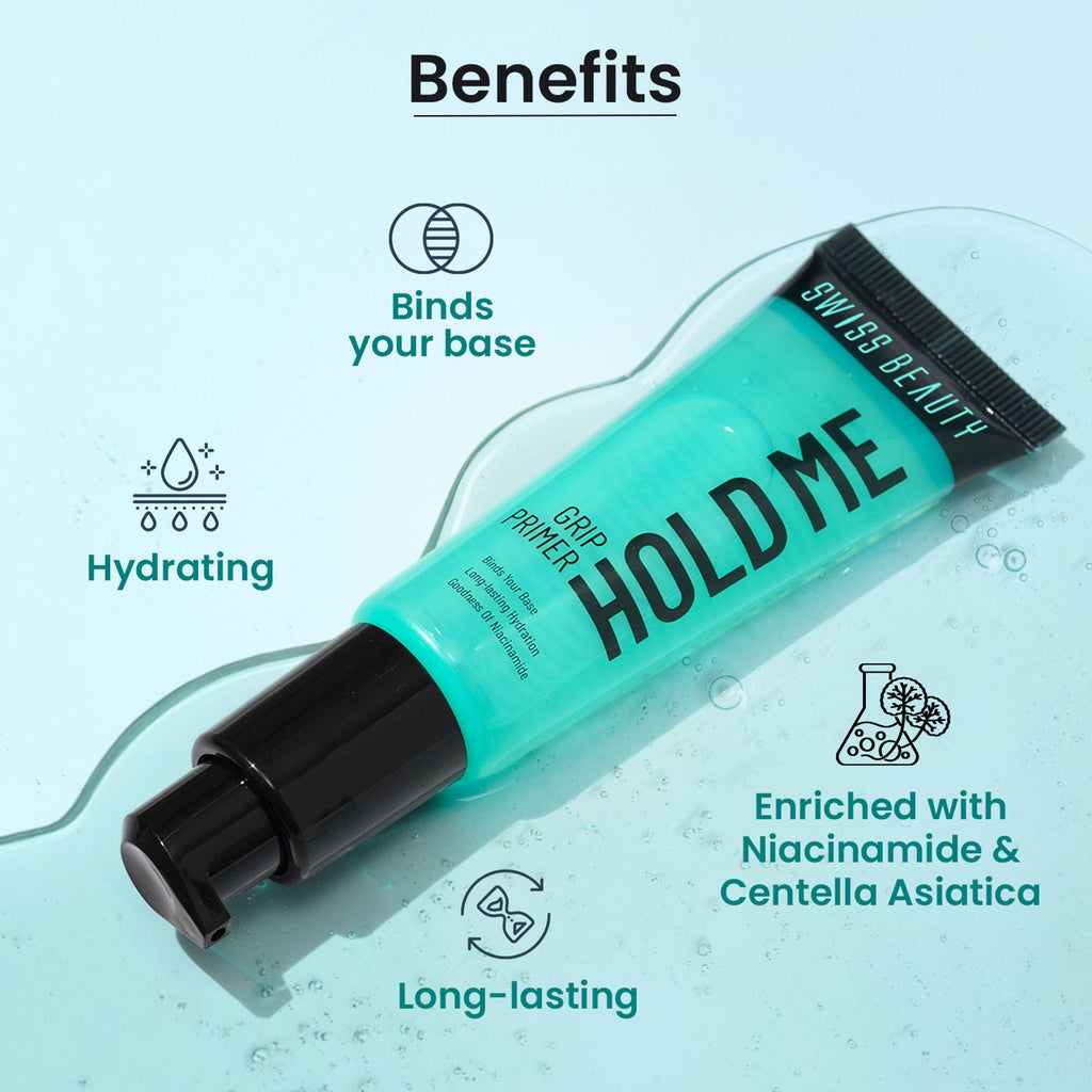 Swiss Beauty Hold Me Grip Primer Grippy Gel Formula , Enriched with Niacinamide & Centella | Grocsy