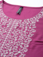 HERE&NOW Ethnic Motifs Embroidered Kurta with Trousers & Dupatta | Grocsy